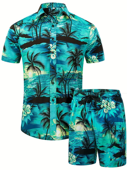 Men's Hawaiian  Shirt and Short 2 Piece Set