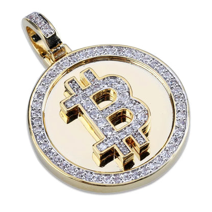 TOPGRILLZ Bitcoin Pendant Necklace For Men Three Chains