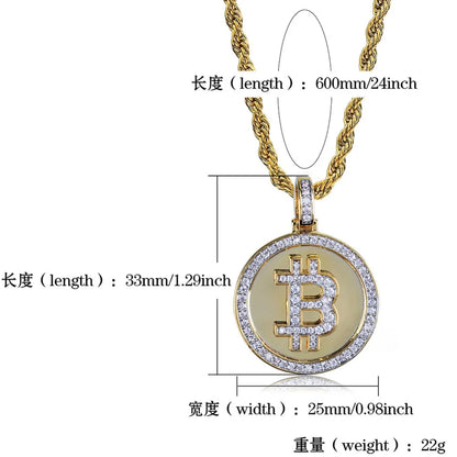 TOPGRILLZ Bitcoin Pendant Necklace For Men Three Chains