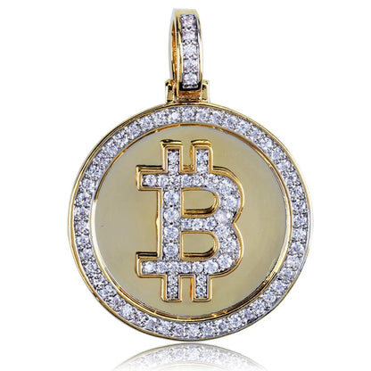 TOPGRILLZ Bitcoin Pendant Necklace For Men Three Chains