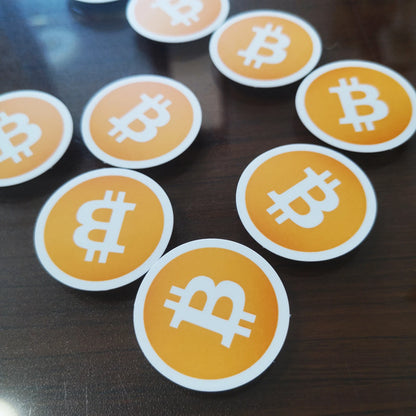 100pcs 3.5cm Diameter BITCOIN LOGO Sticker Self-adhesive White