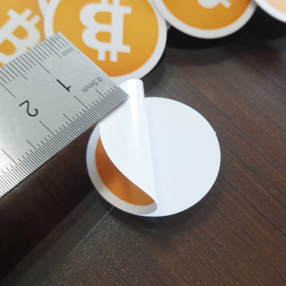 100pcs 3.5cm Diameter BITCOIN LOGO Sticker Self-adhesive White