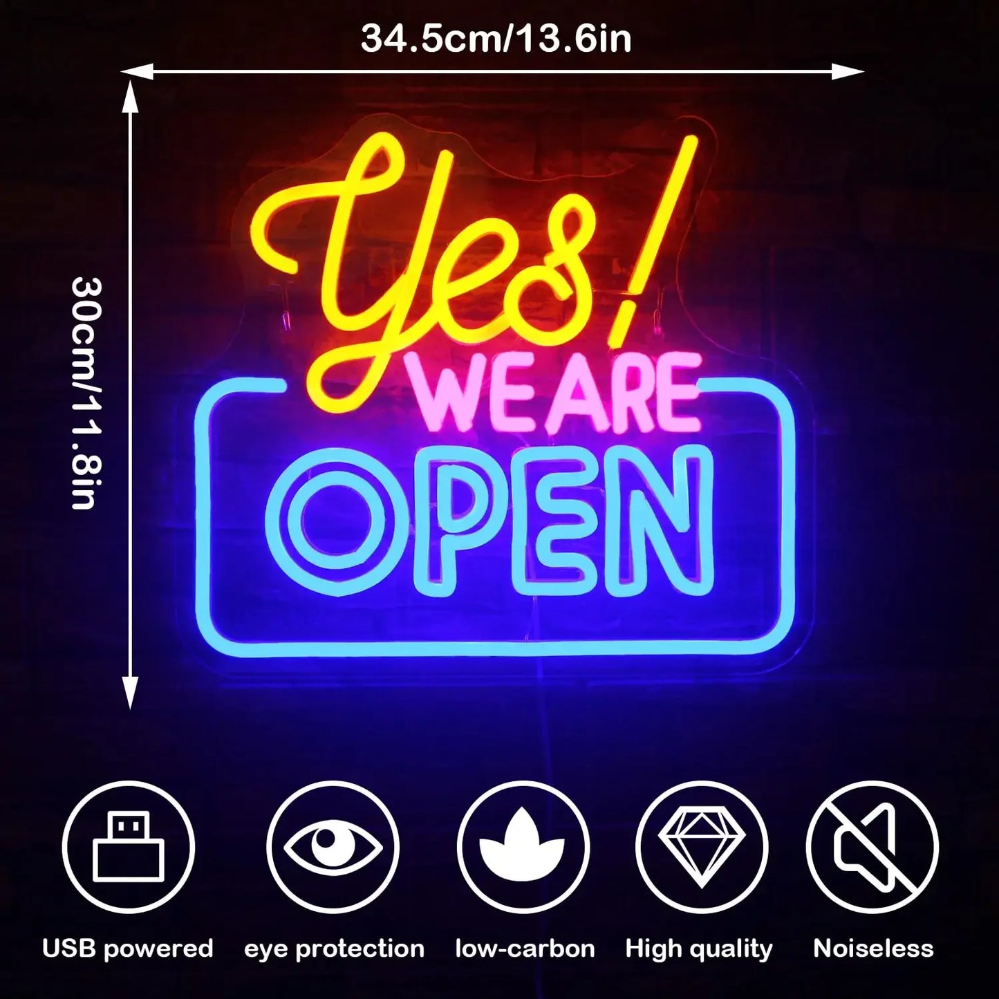 YES Open Neon Signs Bright Led Light Advertisement Display