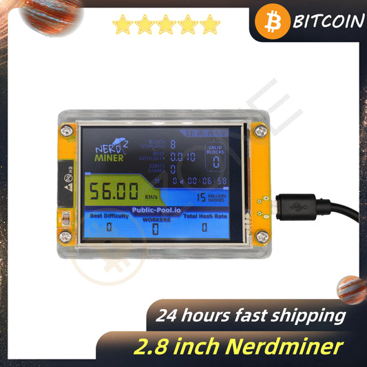 Solo Mining BTC Machine Nerd Miner V2 2.8 Inch Display 55KH/S Hashrate Lotto Machine