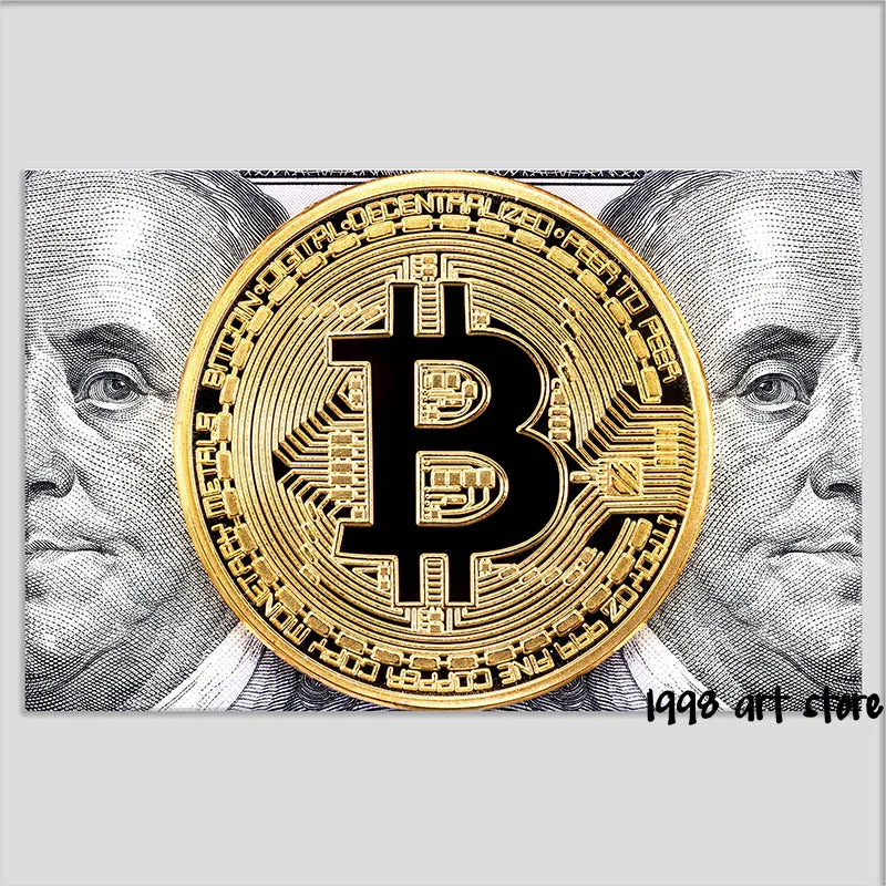 Trader Money Large Bitcoin    Art Poster Canvas Painting!