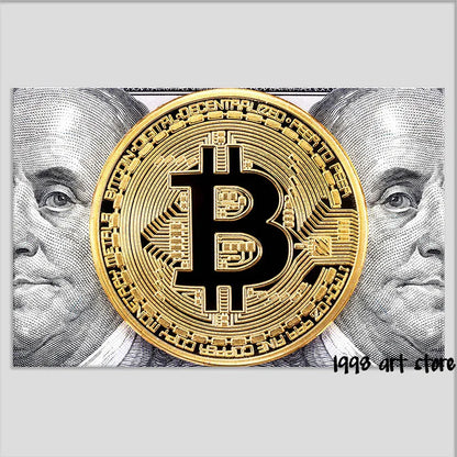 Trader Money Large Bitcoin    Art Poster Canvas Painting!