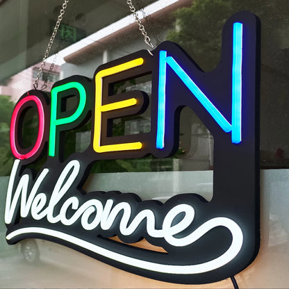 Led OPEN Neon Sign Welcome Light Sign Dimmable Business Sign