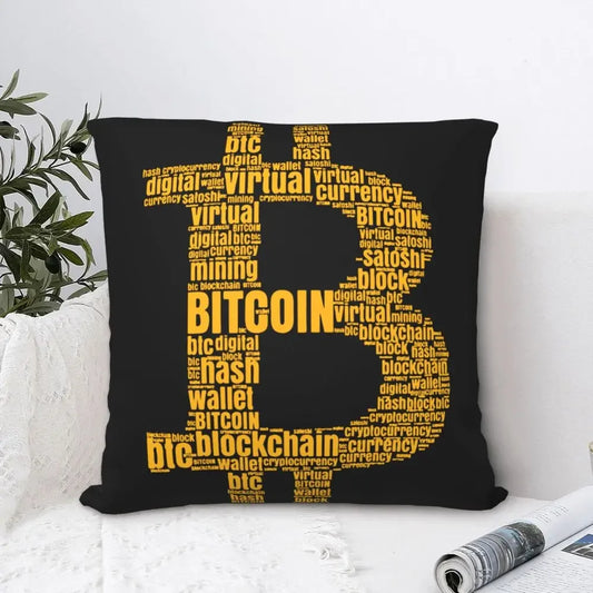 Bitcoin Logo  Pillowcase Soft Fabric Cushion