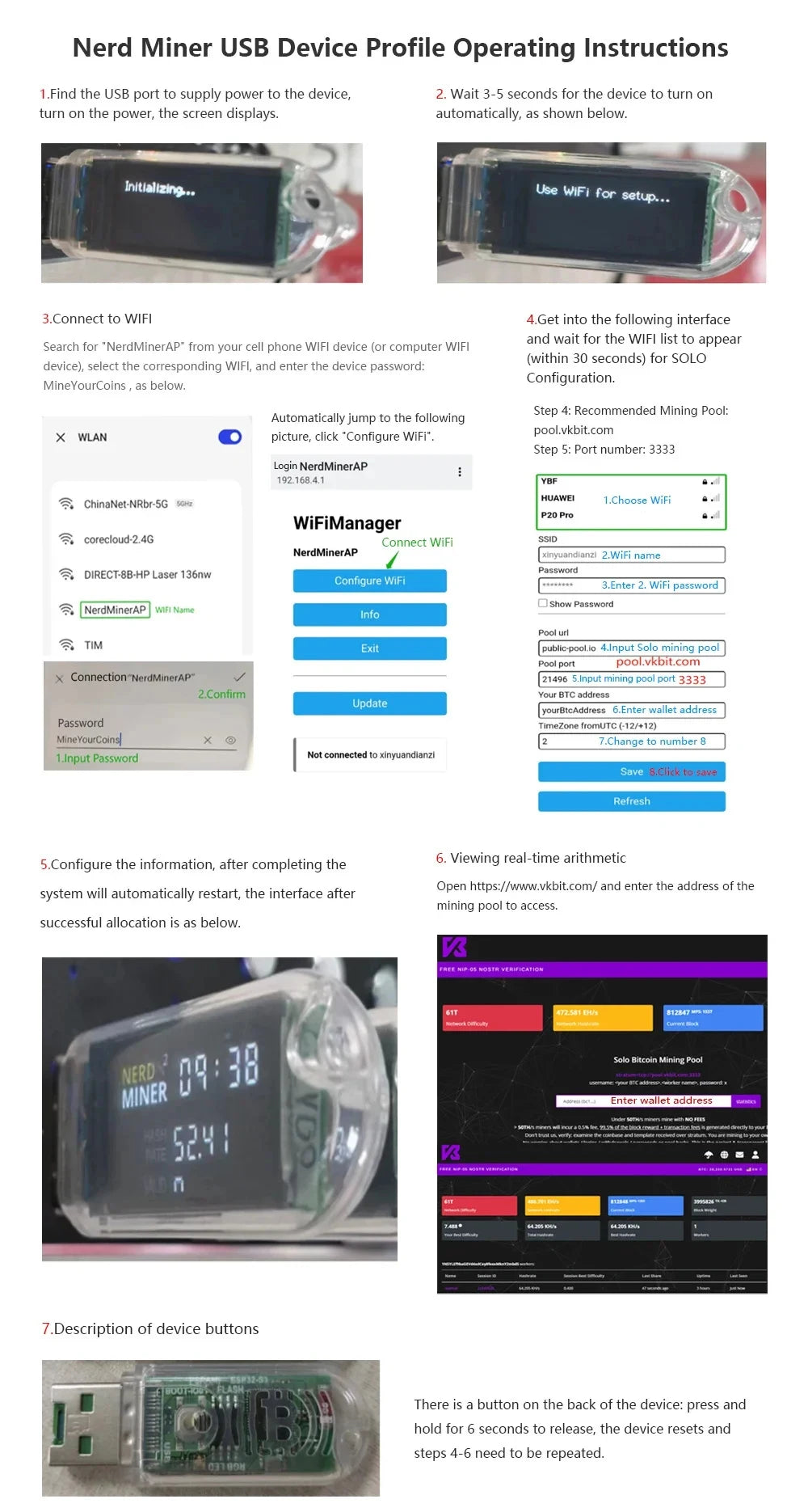 USB BTC Miner nerd miner v3 Lucky miner LV03 nerd solo machine Including tutorials and after-sales guidance