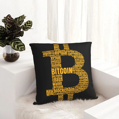 Bitcoin Logo  Pillowcase Soft Fabric Cushion