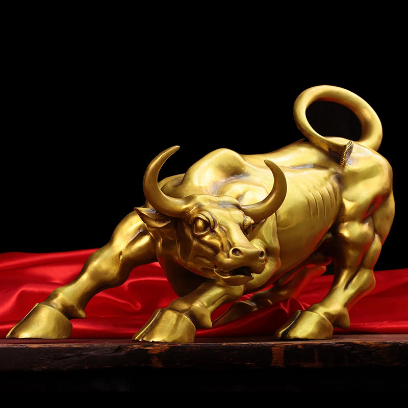 Pure metal golden Bull Wall Street Bull Market TORO ornament Just! Exquisite Crafts Business Gift!