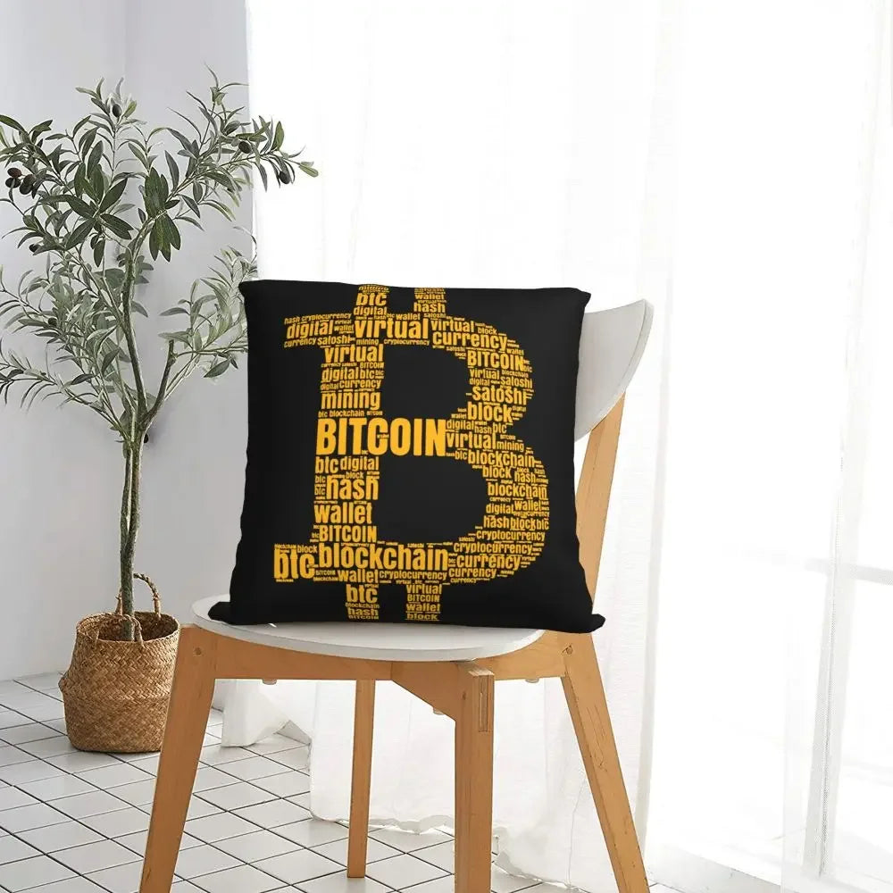 Bitcoin Logo  Pillowcase Soft Fabric Cushion