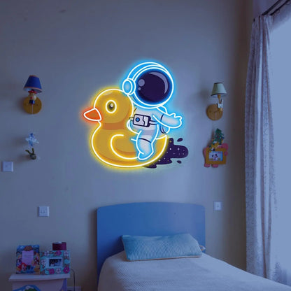 Astronaut Neon Riding Duck Neon Signs LED