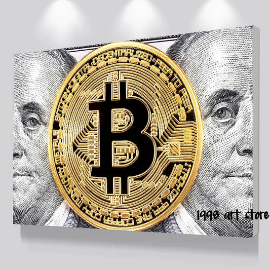 Trader Money Large Bitcoin    Art Poster Canvas Painting!