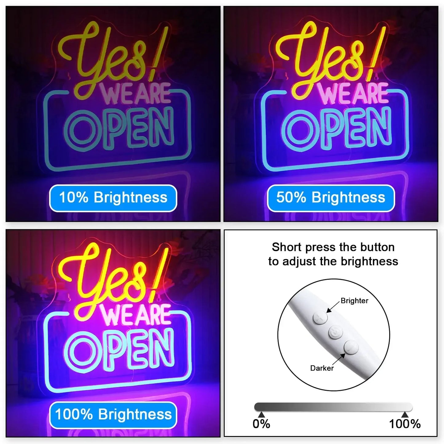 YES Open Neon Signs Bright Led Light Advertisement Display