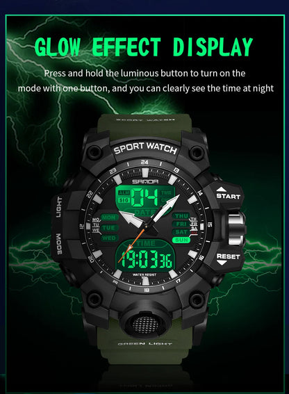 SANDA Outdoor Military Mens Watch LED Digital Quartz