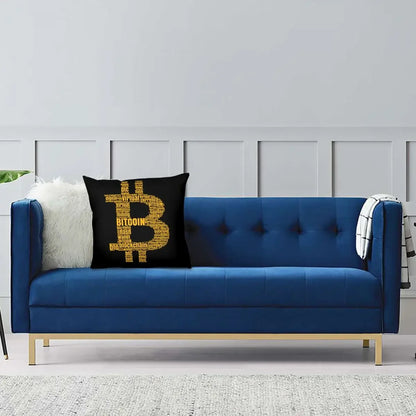 Bitcoin Logo  Pillowcase Soft Fabric Cushion