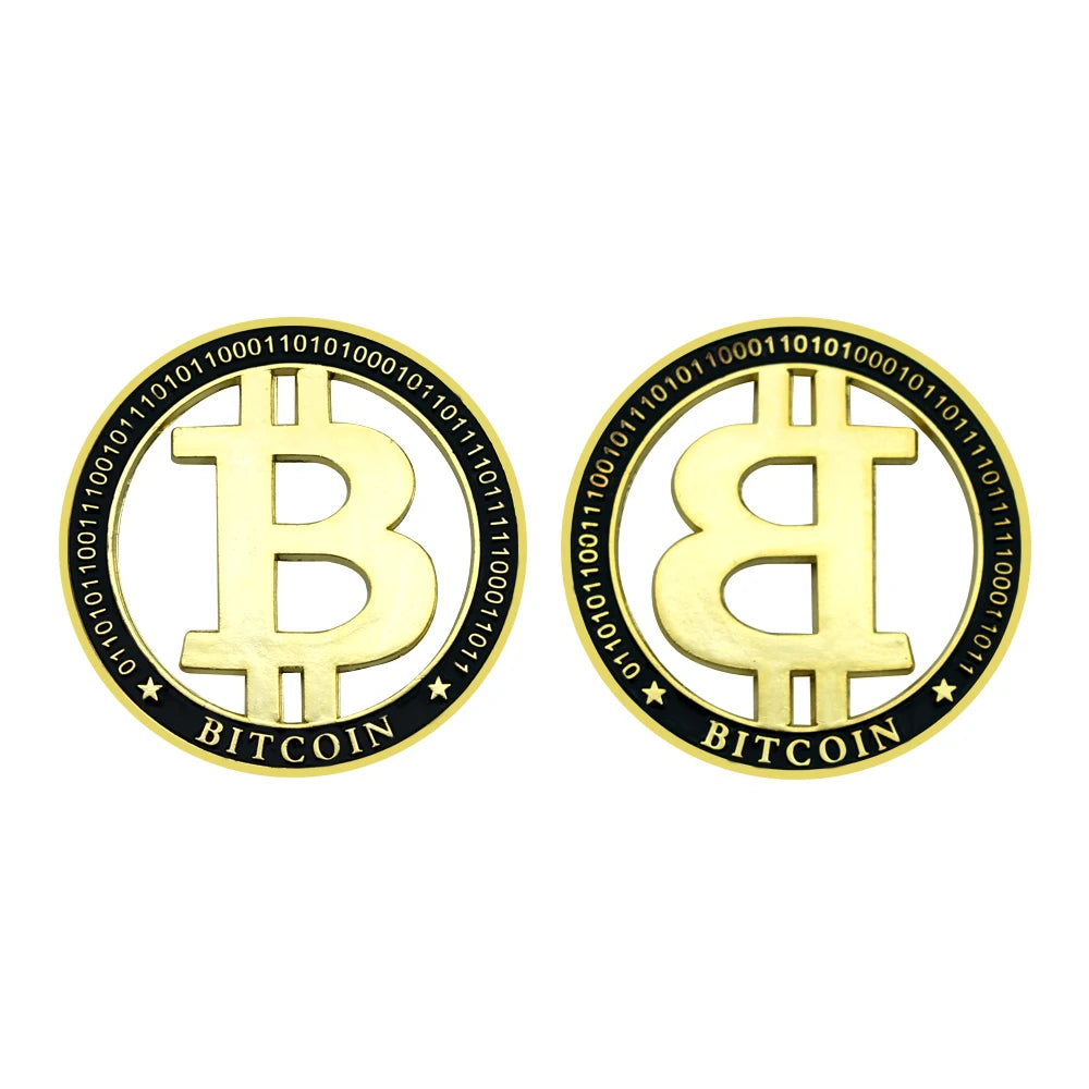 Bitcoin Gold Plated Metal  Lucky Coin !