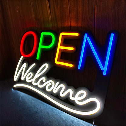 Led OPEN Neon Sign Welcome Light Sign Dimmable Business Sign