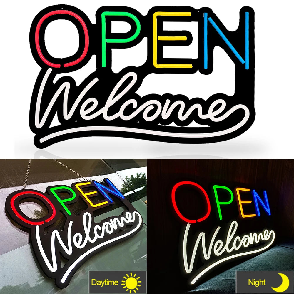 Led OPEN Neon Sign Welcome Light Sign Dimmable Business Sign