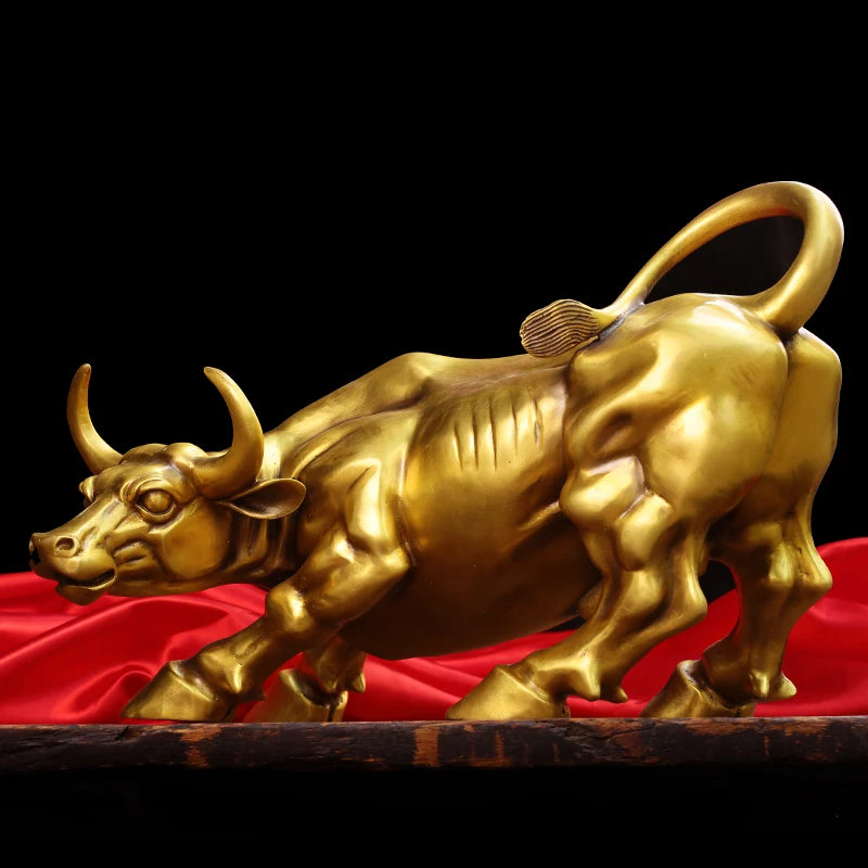 Pure metal golden Bull Wall Street Bull Market TORO ornament Just! Exquisite Crafts Business Gift!