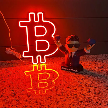 NEON-Bitcoin Art , Bitcoin Neon Sign, Trading Wall Deco