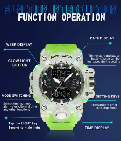 SANDA Outdoor Military Mens Watch LED Digital Quartz