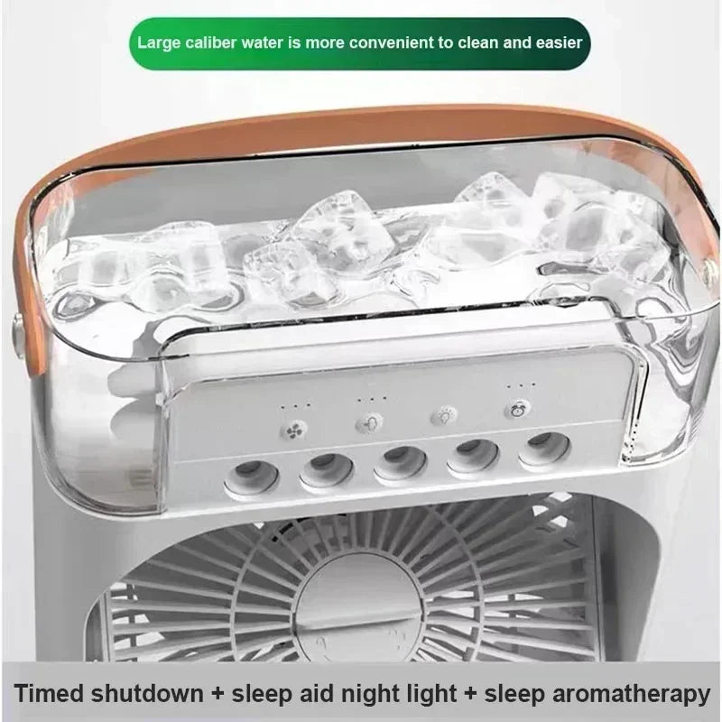 3 In 1 New Fan AIr Conditioner Trader Small Air Cooler LED Night Light Portable Fan