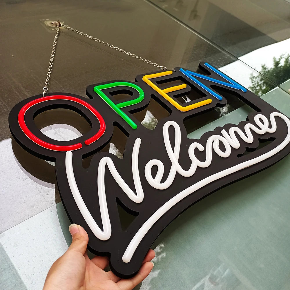 Led OPEN Neon Sign Welcome Light Sign Dimmable Business Sign