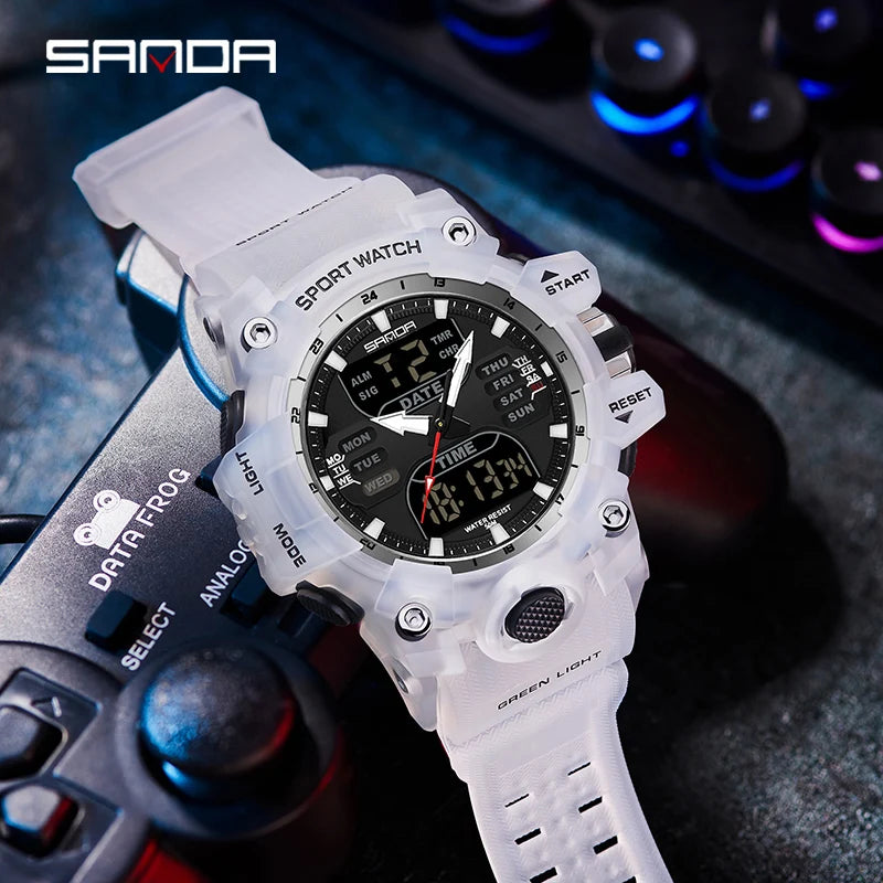 SANDA Outdoor Military Mens Watch LED Digital Quartz