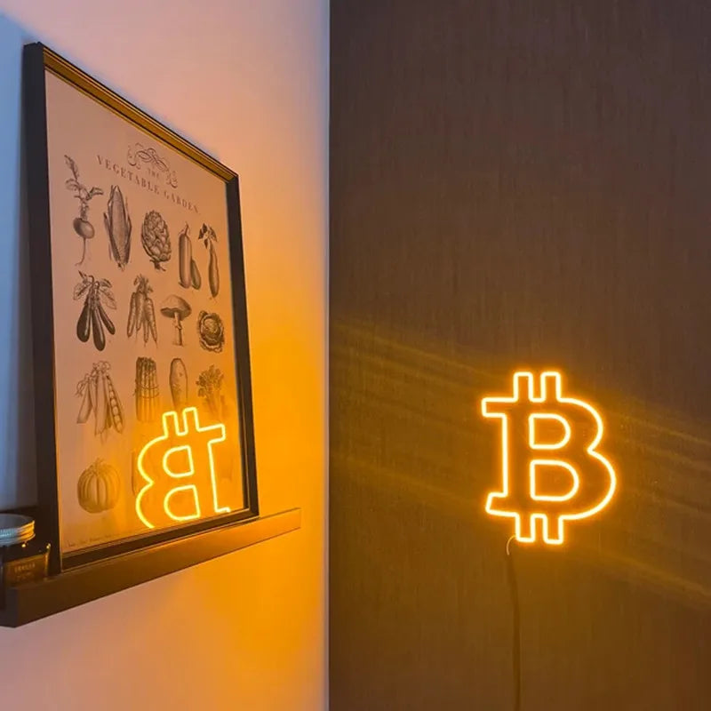 NEON-Bitcoin Art , Bitcoin Neon Sign, Trading Wall Deco