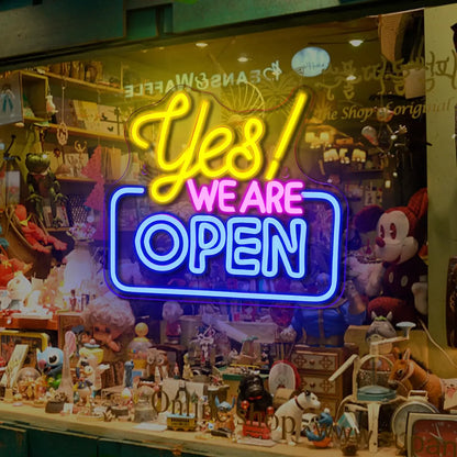 YES Open Neon Signs Bright Led Light Advertisement Display