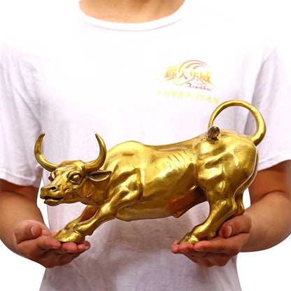 Pure metal golden Bull Wall Street Bull Market TORO ornament Just! Exquisite Crafts Business Gift!