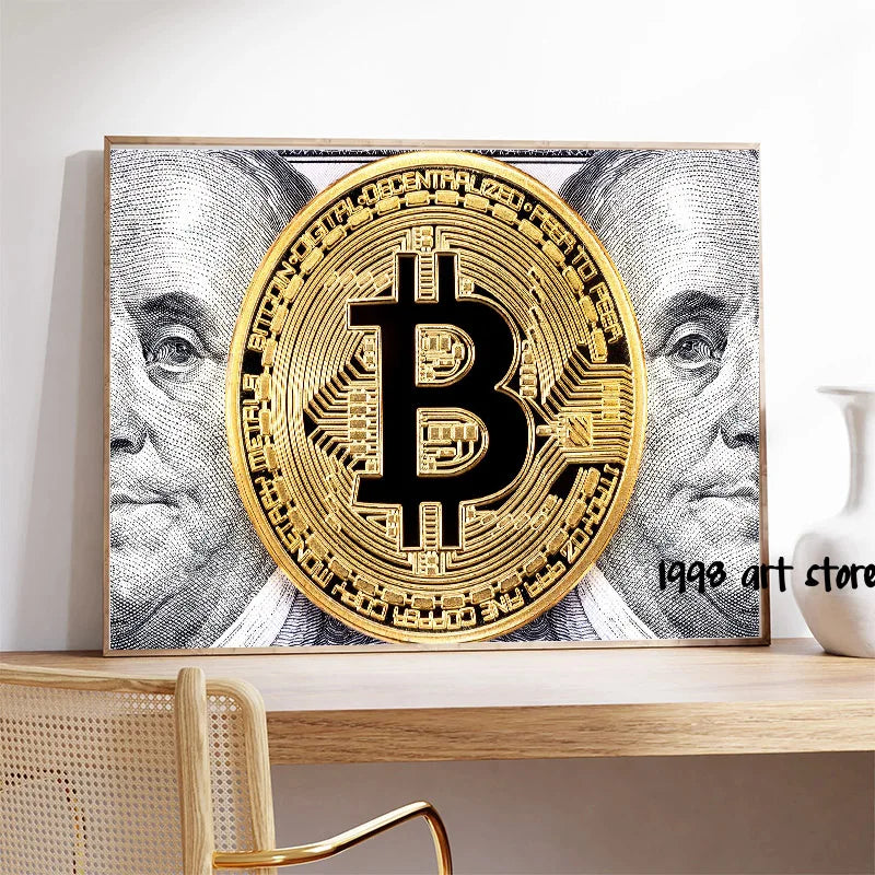 Trader Money Large Bitcoin    Art Poster Canvas Painting!