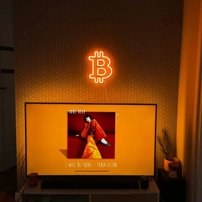 NEON-Bitcoin Art , Bitcoin Neon Sign, Trading Wall Deco