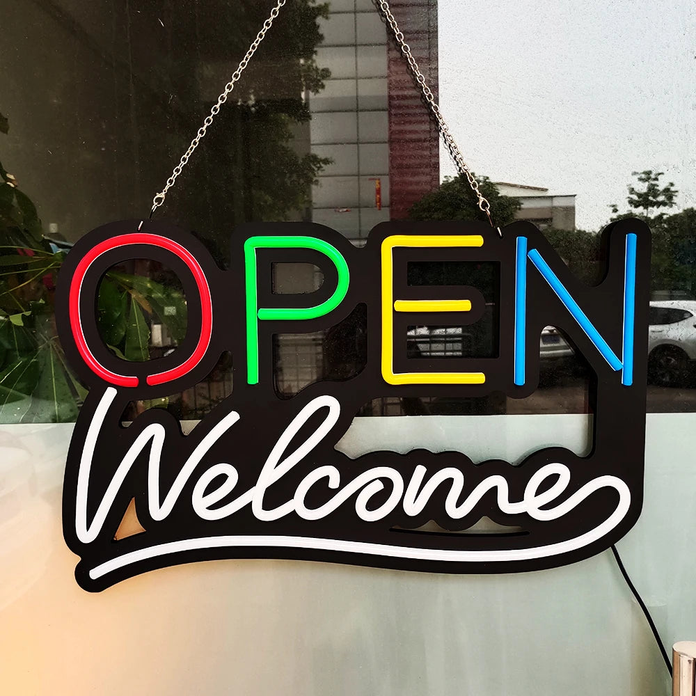 Led OPEN Neon Sign Welcome Light Sign Dimmable Business Sign