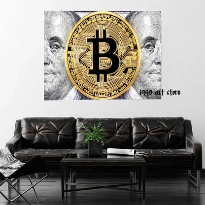 Trader Money Large Bitcoin    Art Poster Canvas Painting!